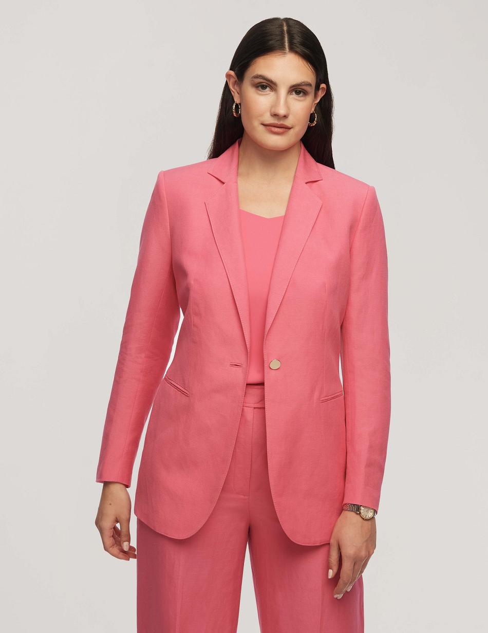 Blazer Anne Klein Linen One Button With Notch Collar   | WYO-4310099